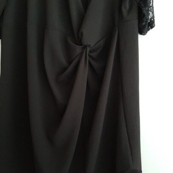 ASOS Asymmetric Maxi Dress Lace Panels Black Sz 22 - Picture 8 of 15